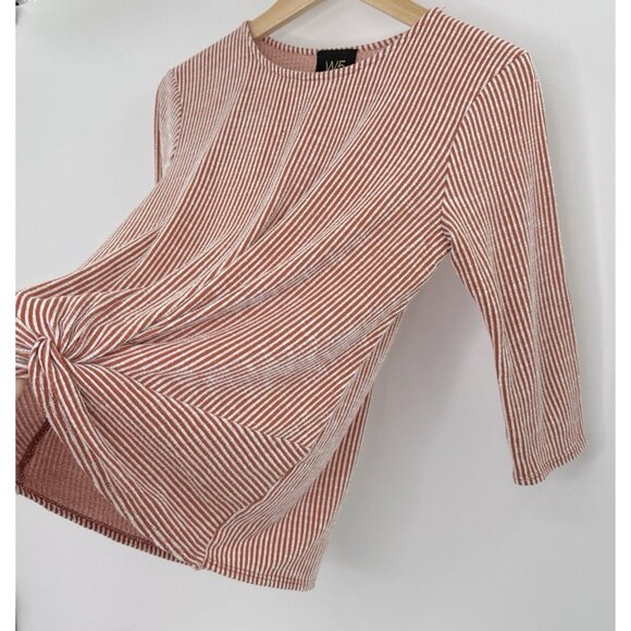 W5 Anthropologie Textured Stripe Twist Knot 3/4 Sleeve Blouse Size Sm, FLAWS - Picture 7 of 14